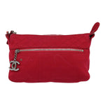 Chanel Matelasse Chain Shoulder Bag Cotton Red Silver CC Auth bs17224