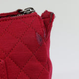 Chanel Matelasse Chain Shoulder Bag Cotton Red Silver CC Auth bs17224