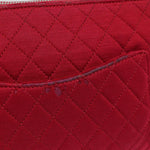 Chanel Matelasse Chain Shoulder Bag Cotton Red Silver CC Auth bs17224