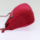 Chanel Matelasse Chain Shoulder Bag Cotton Red Silver CC Auth bs17224