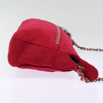 Chanel Matelasse Chain Shoulder Bag Cotton Red Silver CC Auth bs17224