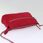 Chanel Matelasse Chain Shoulder Bag Cotton Red Silver CC Auth bs17224