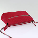Chanel Matelasse Chain Shoulder Bag Cotton Red Silver CC Auth bs17224