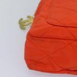 Chanel Matelasse Chain Shoulder Bag Nylon Orange Gold CC Auth bs17255