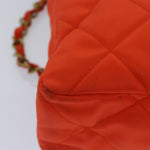 Chanel Matelasse Chain Shoulder Bag Nylon Orange Gold CC Auth bs17255