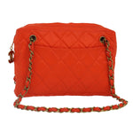Chanel Matelasse Chain Shoulder Bag Nylon Orange Gold CC Auth bs17255