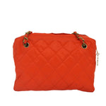 Chanel Matelasse Chain Shoulder Bag Nylon Orange Gold CC Auth bs17255