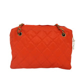 Chanel Matelasse Chain Shoulder Bag Nylon Orange Gold CC Auth bs17255