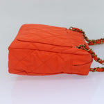 Chanel Matelasse Chain Shoulder Bag Nylon Orange Gold CC Auth bs17255