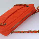 Chanel Matelasse Chain Shoulder Bag Nylon Orange Gold CC Auth bs17255