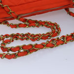 Chanel Matelasse Chain Shoulder Bag Nylon Orange Gold CC Auth bs17255