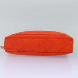 Chanel Matelasse Chain Shoulder Bag Nylon Orange Gold CC Auth bs17255