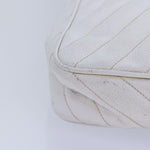 Chanel Mademoiselle Chain Shoulder Bag Caviar Skin White Gold CC Auth bs17332
