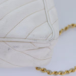 Chanel Mademoiselle Chain Shoulder Bag Caviar Skin White Gold CC Auth bs17332