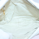 Chanel Mademoiselle Chain Shoulder Bag Caviar Skin White Gold CC Auth bs17332