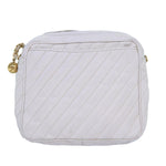Chanel Mademoiselle Chain Shoulder Bag Caviar Skin White Gold CC Auth bs17332