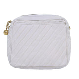 Chanel Mademoiselle Chain Shoulder Bag Caviar Skin White Gold CC Auth bs17332