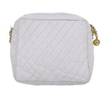 Chanel Mademoiselle Chain Shoulder Bag Caviar Skin White Gold CC Auth bs17332