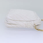Chanel Mademoiselle Chain Shoulder Bag Caviar Skin White Gold CC Auth bs17332