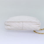 Chanel Mademoiselle Chain Shoulder Bag Caviar Skin White Gold CC Auth bs17332