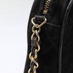 Chanel Matelasse Chain Shoulder Bag Suede Black Gold CC Auth bs17434