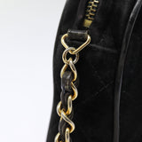 Chanel Matelasse Chain Shoulder Bag Suede Black Gold CC Auth bs17434