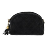Chanel Matelasse Chain Shoulder Bag Suede Black Gold CC Auth bs17434