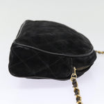 Chanel Matelasse Chain Shoulder Bag Suede Black Gold CC Auth bs17434