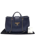A93518 Navy Calfskin Quilted Metal Chain Tote 2WAY 23rd Unit Chanel