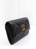 19 flap medium wallet lambskin black gold plated 30th unit AP0953 Chanel