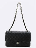 A58600 Caviar silver classic jumbo L size chain shoulder bag Chanel
