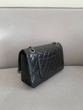 255 Chain Vintage Calfskin Ruthenium  Medium Flap Shoulder Bag Black Chanel