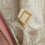 Chanel Logo One-Shoulder Bag Handbag Pink Natural Leather Cotton  CHANEL