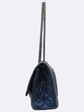 A37587 Metallic Blue Vintage 2 55 Old Large Gold Chain Shoulder Bag Chanel