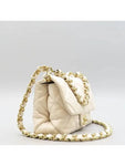 AS3499 White color lambskin quilting COCO gold logo big chain 22B medium flap shoulder bag Chanel