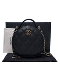 AP2502 Black Caviar Top Handle Tambourine Gold Chain Cross Bag Chanel