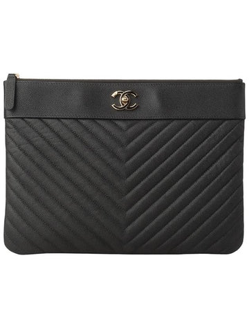 A80992 Caviar Mademoiselle Clutch New Medium Overseas Invoice 34038 1 Chanel