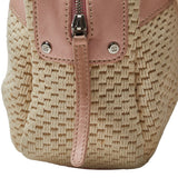 Chanel Logo One-Shoulder Bag Handbag Pink Natural Leather Cotton  CHANEL