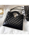31 Gold Hardware Small Shiny Lambskin Shoulder Bag Black Chanel