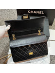 255 Vintage Calfskin Gold Tone Metal Large Flap Shoulder Bag Black Chanel
