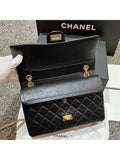 255 Vintage Calfskin Gold Tone Metal Large Flap Shoulder Bag Black Chanel