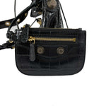 balenciaga - XS Shoulder Bag Crocodile Embossed Black Studded Shoulder Bag NEW