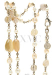 100th Anniversary Stone Long Necklace Pearl CC Logo Chain Chanel