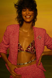 *HOT* Chanel 21C Pink Tweed Jacket and Skirt Set with CC Logo Buttons Size FR 42 (UK 14)