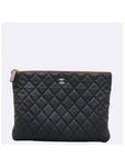 A82545 Classic Black Caviar Logo New Medium Clutch Chanel