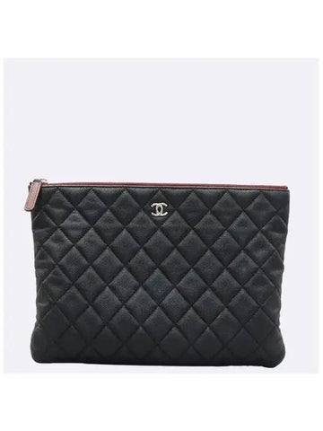 A82545 Classic Black Caviar Logo New Medium Clutch Chanel