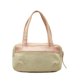 Chanel Logo One-Shoulder Bag Handbag Pink Natural Leather Cotton  CHANEL