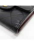 A82288 Black caviar skin gold COCO logo quilted classic small flap bi fold wallet Chanel
