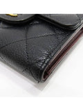 A82288 Black caviar skin gold COCO logo quilted classic small flap bi fold wallet Chanel