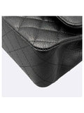 A01112 Black Caviar Skin Classic Medium Silver Chain Flap Shoulder Bag Chanel